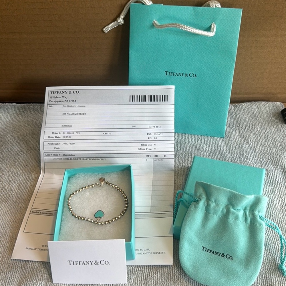 Tiffany & Co. Sterling Heart Bead Bracelet-New
